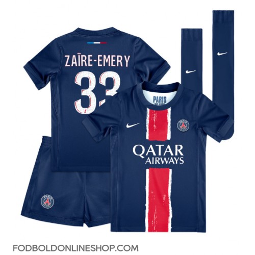 Paris Saint-Germain Warren Zaire-Emery #33 Hjemme Trøje Børn 2024-25 Kortærmet (+ Korte bukser)